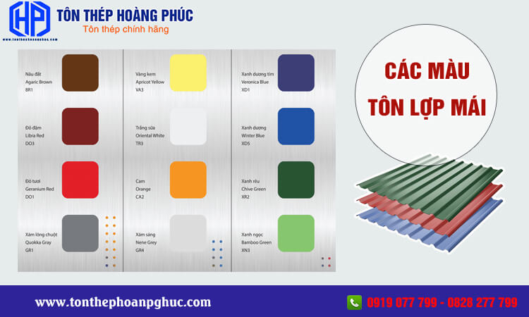 Các màu tôn lợp mái 